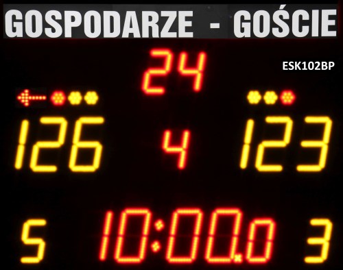 ESK102BP Bezprzewodowa tablica wyników sportowych ze stałym napisem GOSPODARZE-GOŚCIE