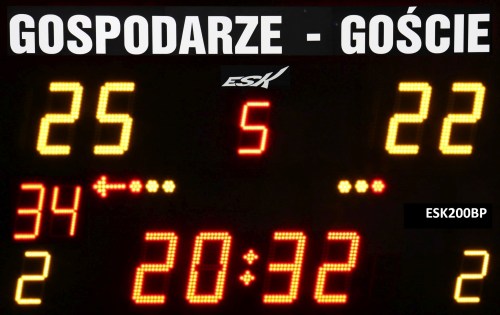 ESK200BP Bezprzewodowa tablica wyników sportowych ze stałym napisem GOSPODARZE-GOŚCIE