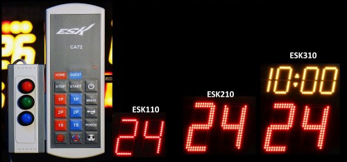 ESK wireless scoreboard remote controller and shot clock size comparison